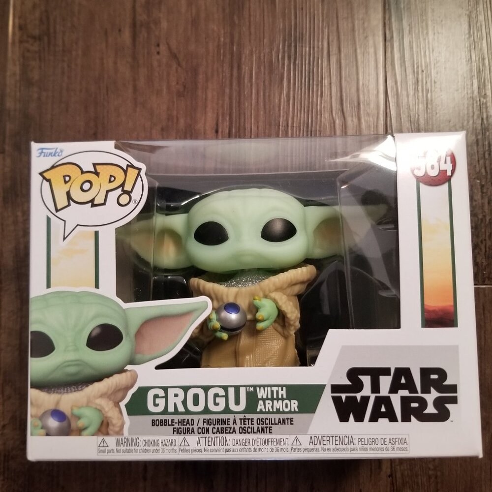 Star Wars Grogu with Armor (Boba Fett) Funko Pop Bobble-head